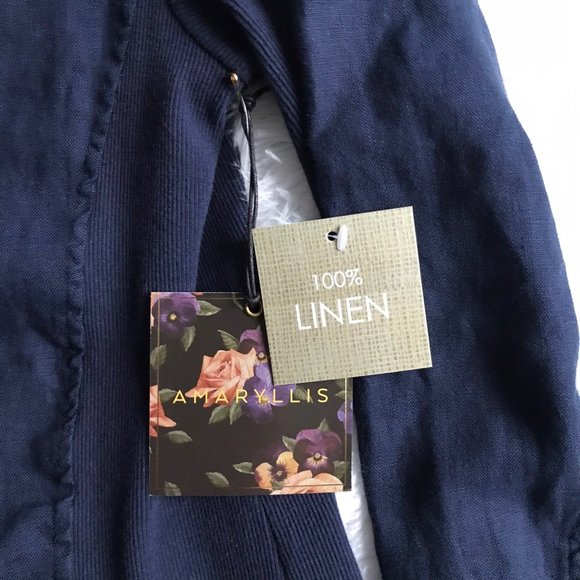 AMARYLLIS 100% Linen Navy Blue Blazer Jacket - Picture 8 of 8